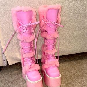 Pink Fur-Lined Women's Boots